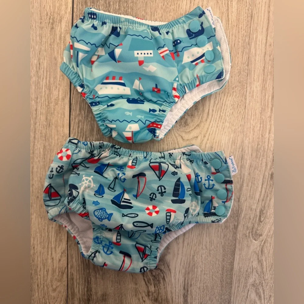 Nautical Themed Kids Swim Diaper Set - Blue